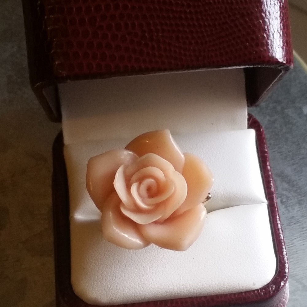 Peachy-Pink and Gold Rose Ring